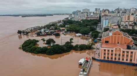 Porto Alegre, 03/05/2024, Rio Guaíba, usina do gasômetro, em Porto Alegre após chuva intensa. Foto: Gilvan Rocha/Agência Brasil